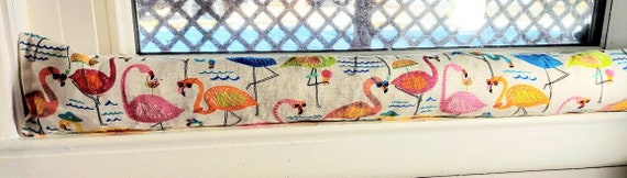Draft Stopper, Breeze Stopper, Insect Repellent, Window Draft Stopper, Door Draft Stopper, Window Blocker, Cedar *FILLED*, Flamingos, Summer