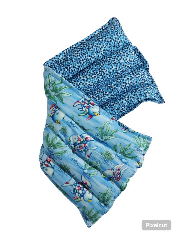 Rice-flax seed therapeutic heating-cooling pad, rice bag, heat pad, cold pack, Rainbow Fish