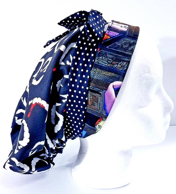 Surgery Cap, Scrub Cap, Surgical Hat, Chemo Hat, Women's Bouffant Hat, Head Covering, Face Mask, Vampire, Monsters, Halloween
