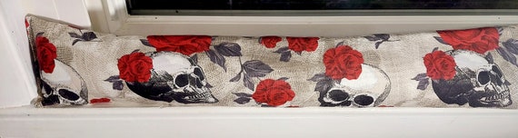Draft Stopper, Breeze Stopper, Window Draft Stopper, Door Draft Stopper, All Season Draft Stopper, *FILLED* Cedar,  Skulls, Roses