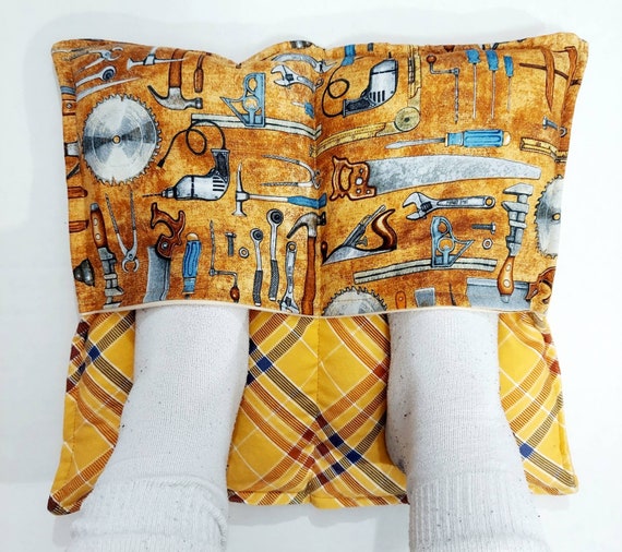 Rice-flax seed therapeutic heating/cooling foot warmer, hand warmer, rice bag, heat pad, Tools, Plaid