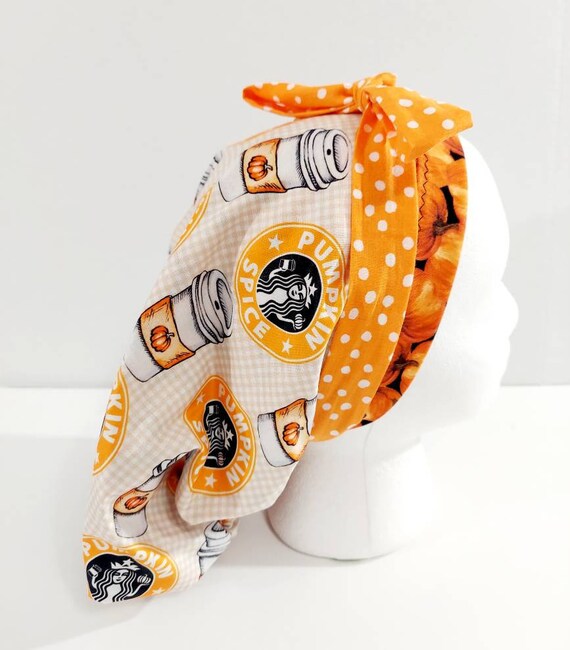 Surgical Cap, Surgery Cap, Scrub Cap, Women's Bouffant Hat, Chemo Hat, Head Covering,  Pumpkin Spice