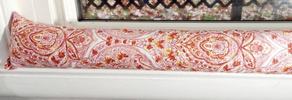Draft Stoppers, Door draft Stoppers,  window draft Stoppers, *FILLED* cedar, home decor, red, paisley