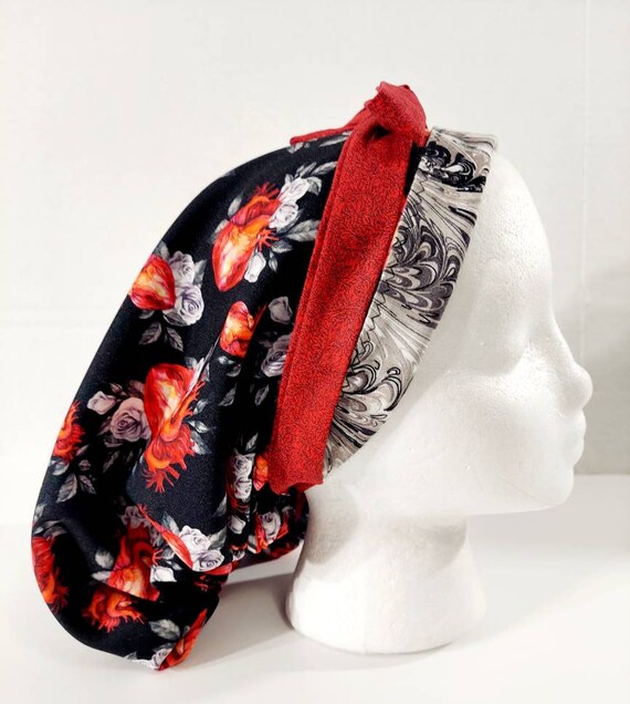 Scrub Cap, Women's Bouffant Cap, Chemo Hat, Surgical Cap, Surgery Hat, Anatomical Hearts, Hearts, Roses