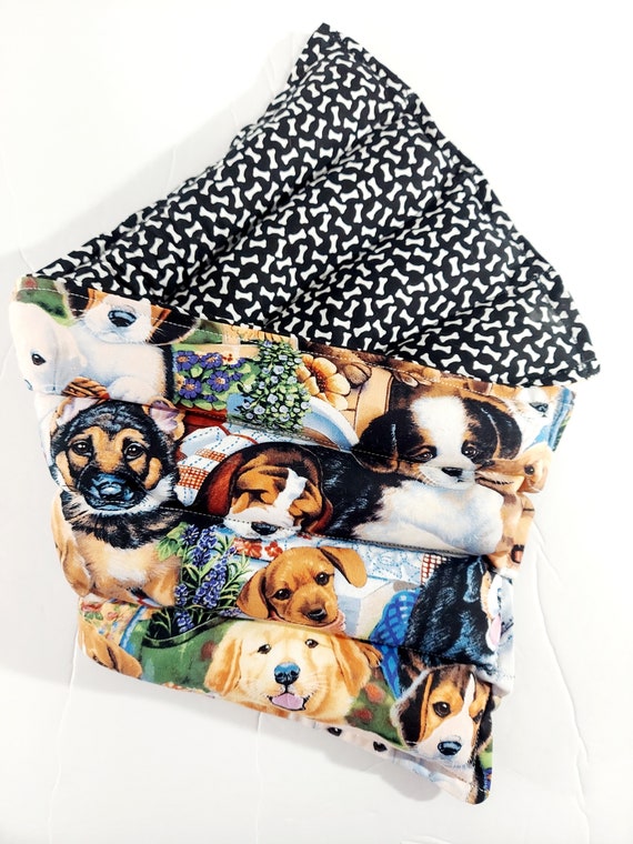 Rice-flax seed therapeutic heating/cooling neck wrap, body pad, rice bag, heat pad, cold pack, dog, dogs, puppy