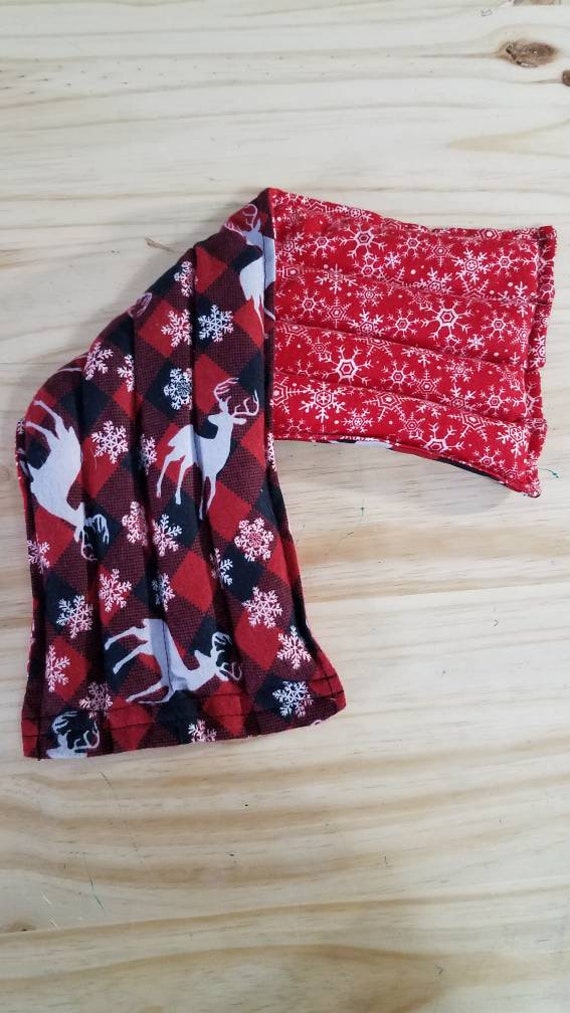 Rice-flax seed therapeutic heating/cooling pad,  neck wrap, rice bag, heat pad, cold pack, deer, snowflakes