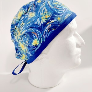 Skull Cap, Scrub Cap, Surgery Hat, Doo Rag, Surgical Cap, Head Covering, Face Mask, Starry Night