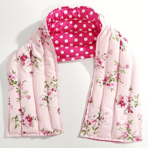 Rice-flax therapeutic heating-cooling wrap, neck wrap, knee wrap, body wrap, heat pad, cold pack, rice bags, flowers, polka dots, pink