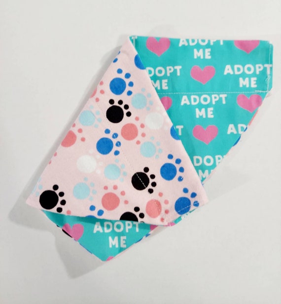 Over the Collar Bandana, Dog Bandana, Cat Bandana, Pet Gift, Bandana, Adopt Me, Paw Prints