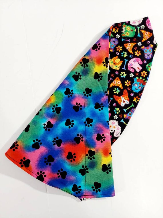 Over the Collar Bandana, Reversible, Dog Collar, Cat Collar, Pet Gift, Dog Bandana, Cat Bandana, Sugar Skull Dogs, Paw Prints