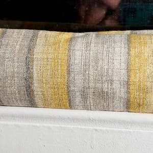 Draft Stopper, Door Draft Stopper, Breeze Blocker, Window Draft Stopper, Insect Repellent, FILLED W/CEDAR. Yellow, Gray Stripes