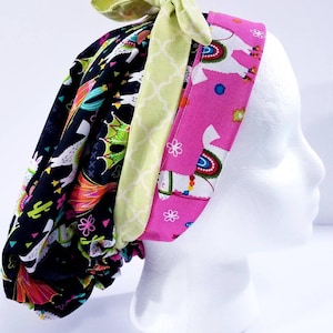 Surgery Hat, Women's Bouffant Cap, Surgical Cap, Scrub Cap, Chemo Hat, Head Covering, Llamas