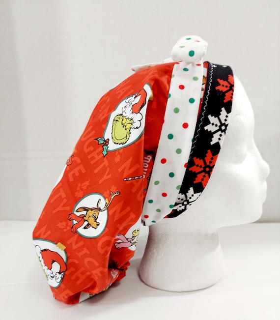 Scrub Cap, Women's Bouffant Cap, Chemo Hat, Surgical Cap, Surgery Hat, Surgical Hat, Christmas, Winter, Naughty