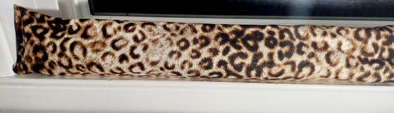 Draft Stopper, Door Draft Stopper, Breeze Blocker, Insect Repellent, Window Draft Stopper, Door Snake, FILLED W/CEDAR, Leopard