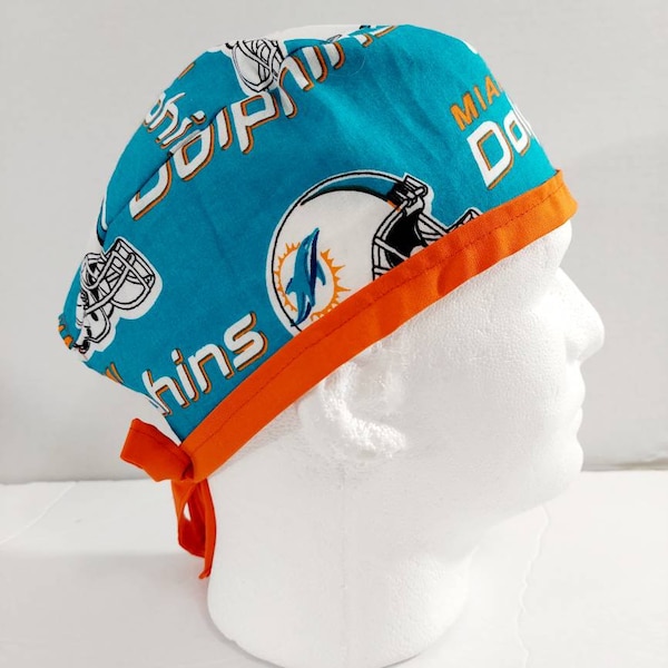 Miami, Dolphins, Skull Cap, Doo Rag, Scrub Cap, Surgery Hat, Welding Cap, Chemo Hat, Do Rag