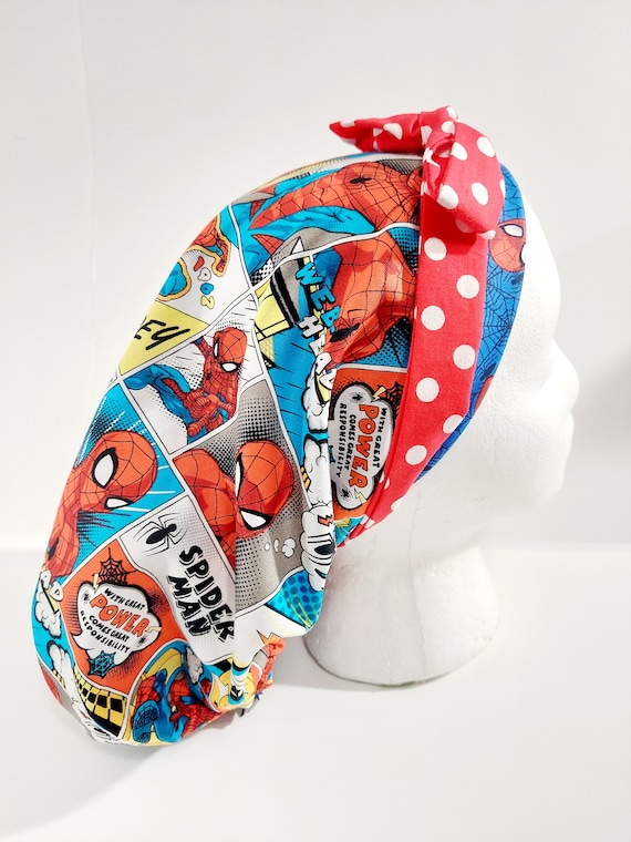 Scrub Cap, Women's Bouffant Cap, Chemo Hat, Surgical Cap, Surgery Cap, Spiderman