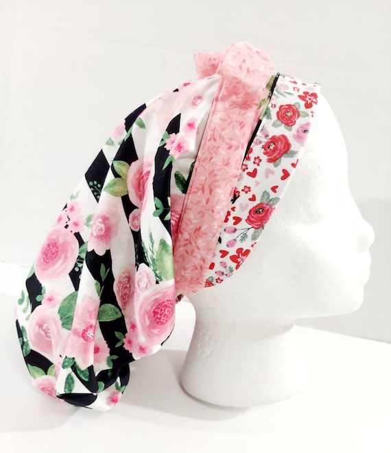 Scrub Cap, Women's Bouffant Cap, Chemo Hat, Surgical Cap, Surgery Hat, Roses, Flowers
