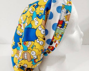 How New Fabric~Women's Surgical Scrub Hat~Euro Style~The Simpsons~Homer~Marge~Bart~Lisa