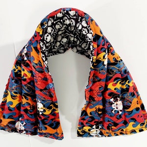 Rice-flax seed therapeutic heating/cooling neck wrap, rice bag, heat pad, cold pack,skulls