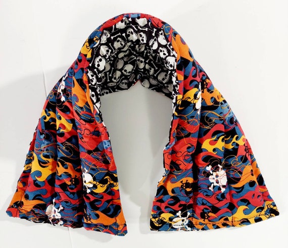 Rice-flax seed therapeutic heating/cooling neck wrap, rice bag, heat pad, cold pack,skulls
