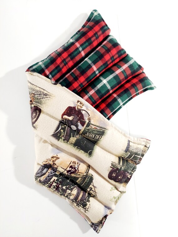Rice-flax seed therapeutic heating-cooling body pad, heat pad, cold pack, rice bag, John Deere