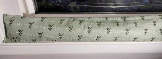 Draft Stopper, Door Draft Stopper, Breeze Stopper, Window Draft Stopper, Breeze Blocker, Door Snake, FILLED W/CEDAR, Enjoy Today, Green