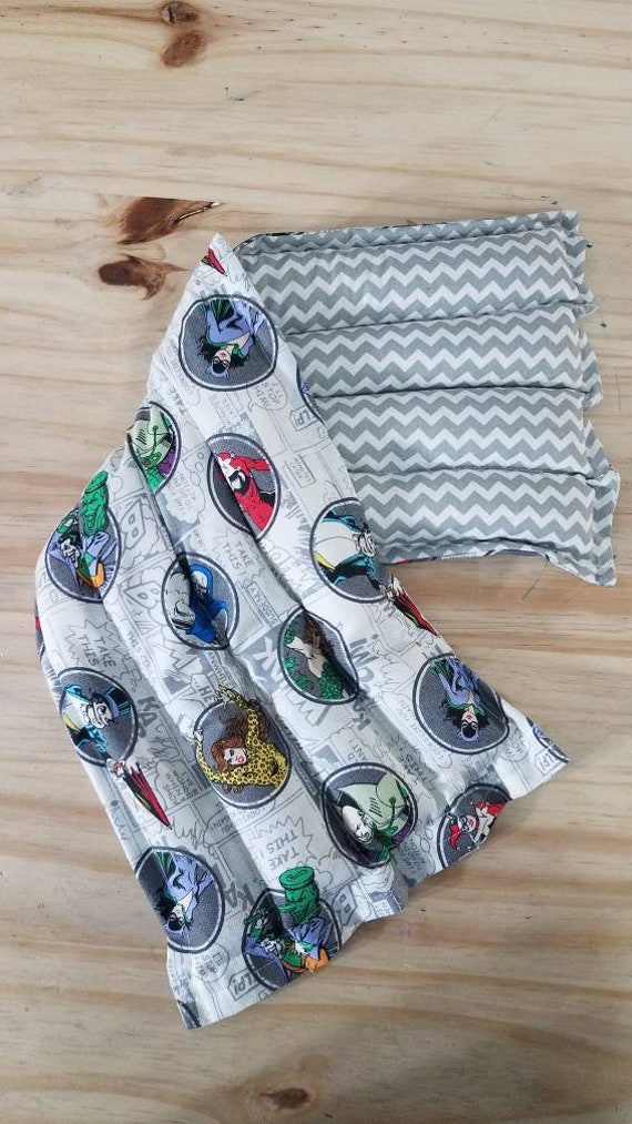 Rice-flax seed therapeutic heating/cooling neck wrap, body pad, heat pad, cold pack, Villians, Harley Quinn, Joker