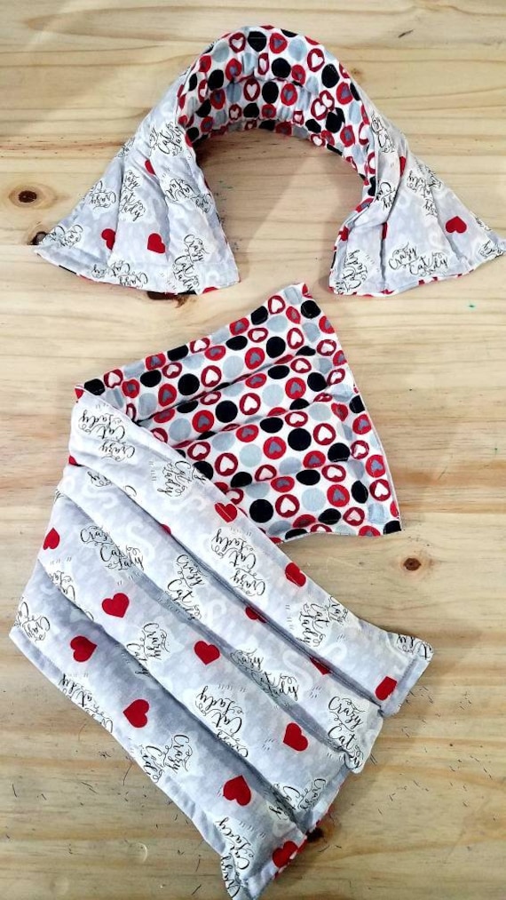 Rice-flax seed therapeutic heating/cooling neck wrap, body pad, rice bag, heat pad, cold pack, doula, spa, Cats, Crazy Cat Lady