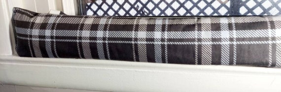 Draft Stopper, Door Draft Stopper, Breeze Blocker, Window Draft Stopper, Door Snake, Insect Repellent, FILLED W/CEDAR, Plaid, Dark Gray, Blu