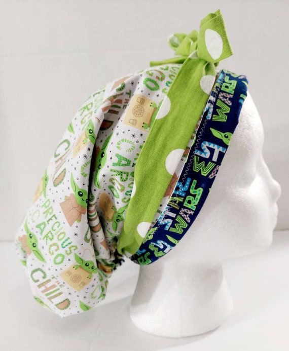 Scrub Cap, Women's Bouffant Cap, Chemo Hat, Surgical Cap, Surgery Hat, Head Covering, The Child, Baby Yoda, Star Wars, Mandalorian, Grogu