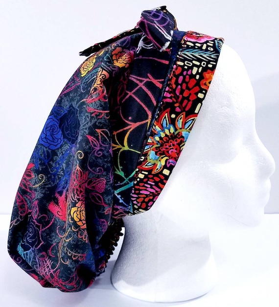 Surgery Hat, Women's Bouffant Hat, Chemo Hat, Surgical Cap, Scrub Cap, Face Mask, Sugar Skulls, Spiderwebs, Halloween