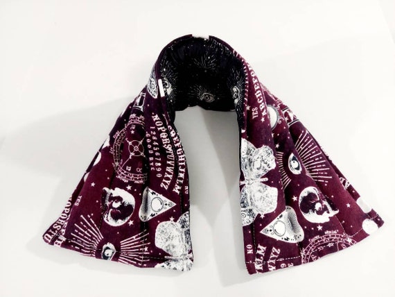 Rice-flax seed therapeutic heating/cooling neck wrap, body pad, heat pad, cold pack, rice bag, ouija board, horoscope, Halloween, skulls