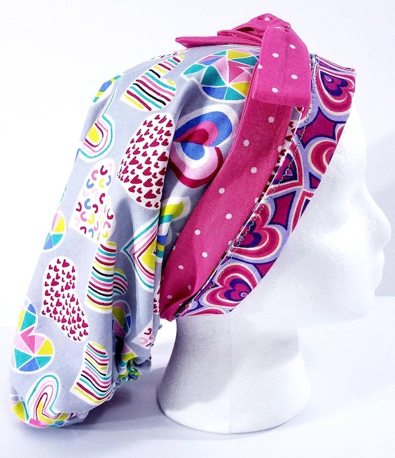 Surgery Cap, Scrub Cap, Surgery Hat, Women's Bouffant Hat, Surgical Hat, Face Mask, Head Covering, Hearts