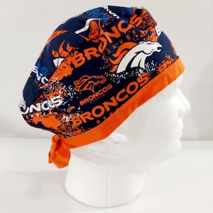 Denver Broncos, Skull Cap, Doo Rag, Scrub Cap, Surgical Cap, Surgery Hat, Welding Cap