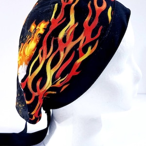 Skull Cap, Doo Rag, Scrub Cap, Surgical Hat, Welding Cap, Head Covering, Skulls, Flames