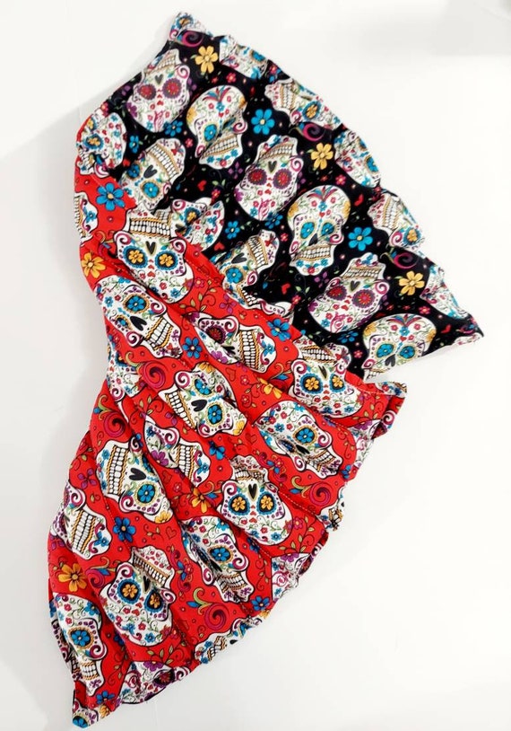 Rice-flax seed therapeutic heating/cooling pad, heat pad, rice bag, cold pack, weighted lap blanket, skull, sugar skulls, flowers