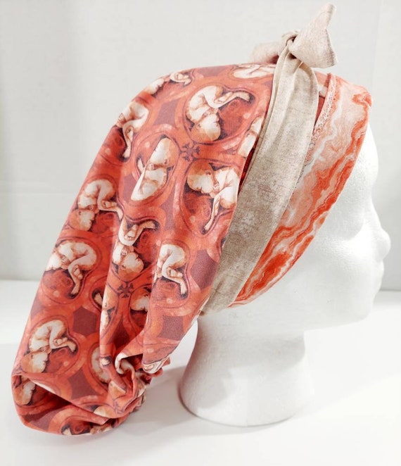 Scrub Cap, Women's Bouffant Cap, Chemo Hat, Surgical Cap, Surgery Hat, Ob/Gyn, Gynecologist, Obstetricians, Labor & Delivery, Babies