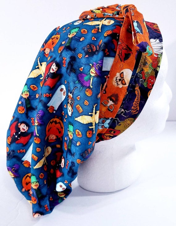Surgery Cap, Surgical Cap, Scrub Cap, Surgery Hat, Chemo Hat, Women's Bouffant Hat, Surgical Cap, Reversible, Halloween, Skull, Monsters