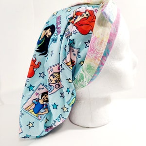 Princesses, Scrub Cap, Women&#39;s Bouffant Cap, Chemo Hat, Surgical Cap, Surgery Hat, READY TO SHIP
