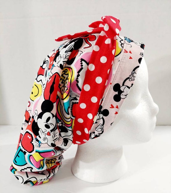 Scrub Cap, Women's Bouffant Cap, Surgery Hat, Chemo Hat, Surgical Cap, Face Mask, Mouse
