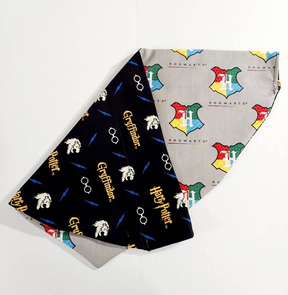Harry, Hogwarts, Over the Collar Bandana, Reversible, Dog Collar, Cat Collar, Pet Gift, Dog Bandana, Cat Bandana, Animal Bandana, Bandana