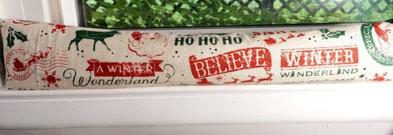 Draft Stopper, Door Draft Stopper, Breeze Blocker, Window Draft Stopper, Door Snake, Insect Repellent, FILLED W/CEDAR, Santa, Christmas