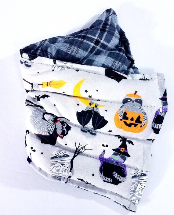 Rice-flax seed therapeutic heating/cooling neck wrap, body pad, cold pack, heat pad, rice bag, Halloween, Sloths