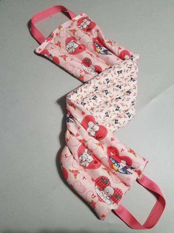 Rice-flax seed therapeutic heating-cooling pad, neck wrap, rice bag, heat pad, cold pack, Cupid, kewpie, lovebirds