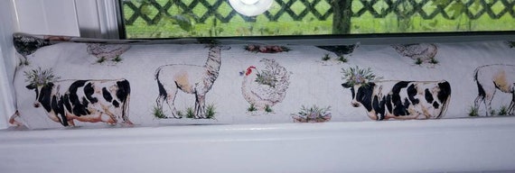 Draft Stopper, Breeze Stopper, Window Draft Stopper, Door Draft Stopper, Insect Repellant, Cedar *FILLED*, Country, Pigs, Cows, Chickens