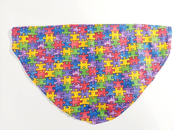 Over the Collar Bandana, Reversible, Cat Bandana, Dog Bandana, Dog Collar, Cat Collar, Autism, Autism Awareness,  Puzzle Pieces