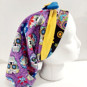 Scrub Cap, Women&#39;s Bouffant Cap, Chemo Hat, Surgical Cap, Surgery Hat, Sugar Skulls