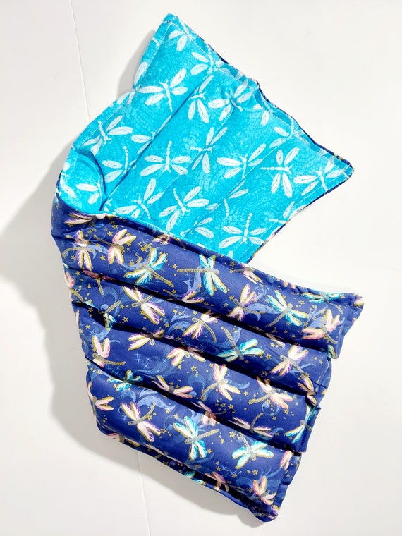 Rice-flax seed therapeutic heating-cooling pad, rice bag, heat pad, cold pack, doula, heat therapy, dragonflies