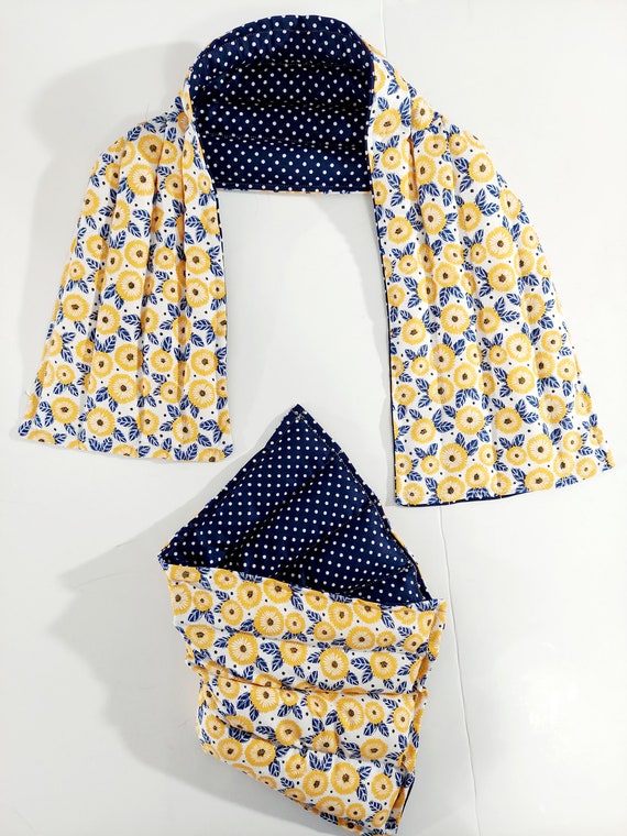 Rice-flax seed therapeutic heating/cooling neck wrap, eye pad, rice bag, heat pad, cold pack, doula, Flowers,, Sunflowers