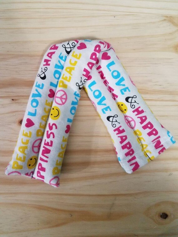 Rice-flax seed therapeutic heating/cooling neck wrap, body pad, heat pad, cold pack, rice bag, peace, happy, emojis